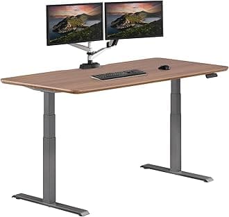 Electric Standing Desk - Varidesk Height Adjustable Sit/Stand Desk - Dual Motor with Memory Presets, Stable T-Style Legs - Gaming or Home Office Workstation - 72”x30”, Walnut