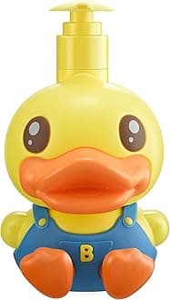 Super Cute 3D Soap Dispenser for Bathroom Toilet Kitchen Dish Soap Shampoo Lotion Hand Sanitizer Shower Cartoon Animal Duck Birthday Gift Empty Refillable Pump Bottle Yellow Blue