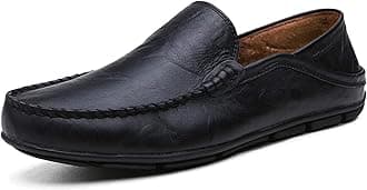 Go TourMen's Premium Genuine Leather Casual Slip on Loafers Breathable Driving Shoes Fashion Slipper