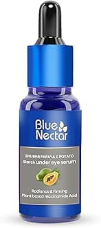 Blue Nectar Under Eye Serum with Plant Based Niacinamide from Potato Starch Papaya Dark Circles Serum with Advance Skin Firming Brightening Form (17 Herbs, 30ml)