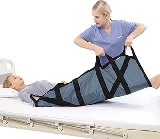 Positioning Bed Pad with Handles 46" x 36" for Turning, Lifting & Repositioning Washable Patient Transfer Sheet for Bedridden Incontinence Comfort Glide Sheets, Gray