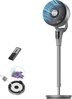 Fan for Bedroom, 2026 Upgraded, 90ft Airflow, 20dB Quiet Fan, 90° Oscillating Standing Fan for Whole Room, DC Motor, 8+H Speeds, 3 Modes, 38-42'' Adjustable Height, 8H Timer, 105° Manual Vertical