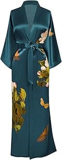 KIM+ONO Luxury 100% Mulberry Washable Silk Kimono Robe for Women | Long Floral Robe | Original Design