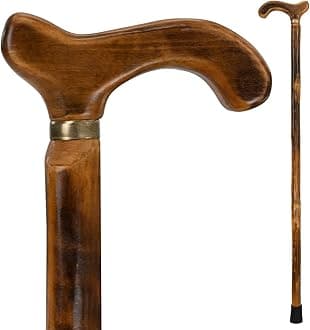 Vive Wooden Walking Stick Cane - for Men, Women, & Seniors - 36 Inch Single Point Rubber Tip with Willow Wood Handle - Ergonomic Grip for Balance & Stability - Lightweight Elderly Assistance Product