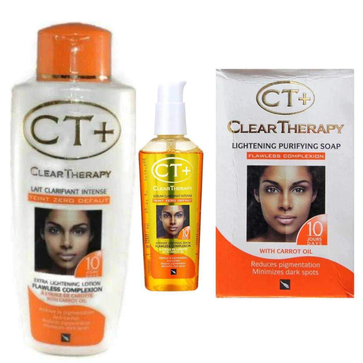 E de B CT+ Clear Therapy Extra Lightening Lotion + Soap+ Serum With Carrot Oil (3 Pack)