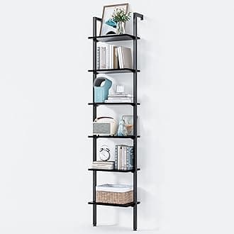 ODK 6-Tier Ladder Shelf, Book Shelf with Metal Frame, Bookcase for Living Room, Home Office, Kitchen & Bedroom, Space Saving Freestanding Organizer Rack, Black (10" D x 24" W x 87" H)