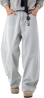 Men's Baggy Hip Hop Jeans Y2k Wide Leg Skater Denim Pants Casual Oversized Straight Leg Trousers Streetwear