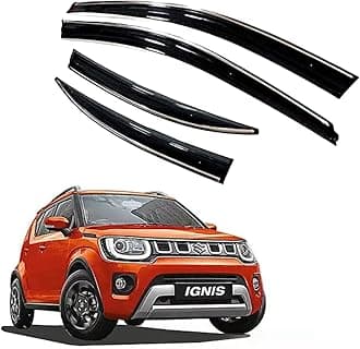 Premium Chromeline & Silverline Unbreakable Car Rear Window Wind Deflectors & Side Door Visor Rain Guard Compatible with (Maruti Suzuki Ignis (2016 Onwards))