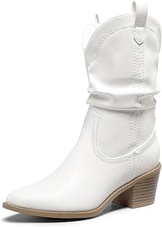 DREAM PAIRS Women's Cowgirl Boots, Mid Calf Western Cowboy Chunky Heel Boots, Slouchy & Pull-on Ankle Booties for women
