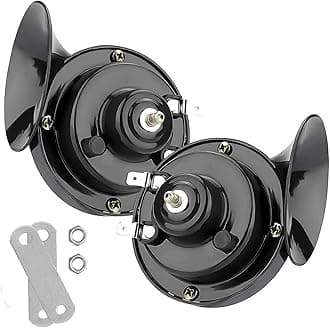 300DB Super Loud Train Horns For Truck, 2pcs 12V Car Horn Kits, Loud Dual-Tone Waterproof Electric Air Horns, Automotive Accessories Universal for Cars Pickup Trucks Motorcycle Bike Boat (Black)