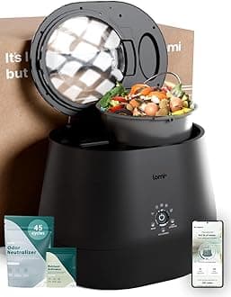 LOMI2 – 3L, Electric Composter (45 Cycles), World’s First Smart Waste Kitchen Bin That Turns Waste into Natural Fertilizer with a Single Button, Indoor Compost Bin (Black)