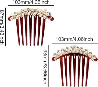 Honbay 2PCS 7 Teeth Hair Side Combs Pearl Crystal Rhinestone Floral Twist Combs Rhinestone Flower Hairpin Decorative Hair Combs Accessories for Women (2 Style)