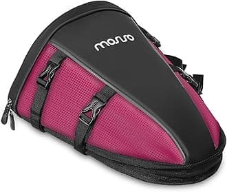 MOSISO Motorcycle Tail Bag Multifunctional Waterproof Polyester Storage Saddle Bag, 10L Outdoor Sports Motorbike Rear Seat Light Tank Handbag Tool Carry Pouch with Shoulder Strap, Rose Red