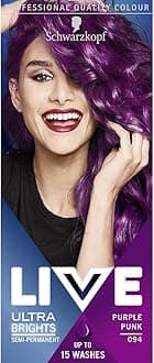 Schwarzkopf LIVE Ultra Brights Purple Punk Semi-Permanent Hair Dye 094, Purpl...