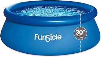 Quickset 8ft x 30in Round Inflatable Above Ground Swimming Pool with Filter Pump – Easy Setup with Top Ring Design