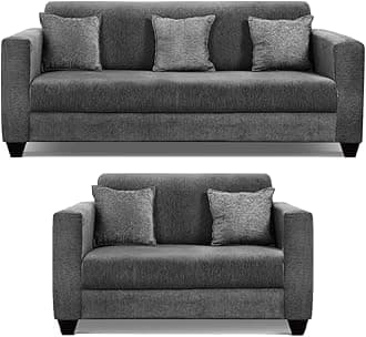 CASASTYLE Lexia 5 Seater Fabric 3+2 Sofa Set in (Grey)