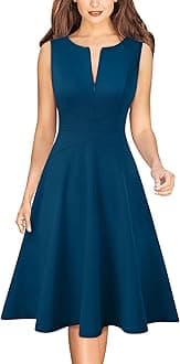 Womens Front Zipper Work Business A-Line Dress Elegant Professional Office Career Church Fit and Flare Skater Dresses