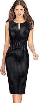 Womens Front Zipper Work Business Office Bodycon Dress Elegant Professional Career Church Party Pencil Sheath Dress