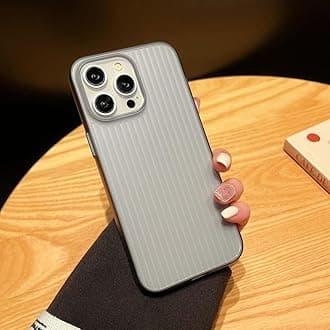 Ultra Thin Stripe Corrugated Phone Case for iPhone 16 15 14 Plus 13 Pro Max Shockproof Protection PC Hard Back Cover,Gray,for iPhone 14 Plus