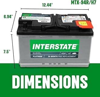Interstate Battery Car Battery 12V 80Ah (Group Size H7, 94R) 850CCA SLI AGM Car Replacement Battery for Car, SUV, Sedan Truck (MTX-94R/H7)