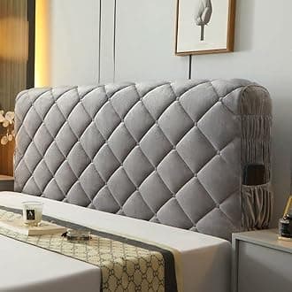 Headboard Covers Slipcover, Stretch Bed Headboard Covers, Small Square Jacquard Dustproof Protector Cover for Upholstered Headboard (Milk White, Queen Headboard Length ( Color : #29 , Size : 140cm/55i