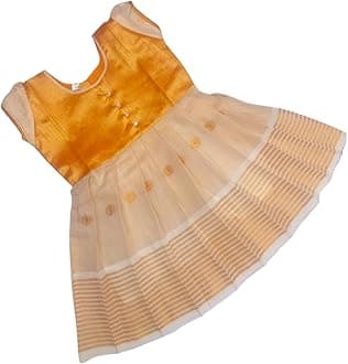LOTUS ETHNIC Baby Girl's Kerala Tissue Cotton Frock Pattu Pavadai LEHENGA CHOLI Chaniya Choli (0-5 Years)
