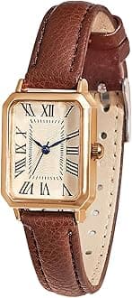 Leather Strap Watches for Women Elegant Dainty Ladies Watch Vintage Rectangle Women Quartz Wrist Watch