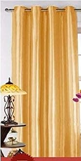 Saawaan Heavy Quality Premium Beautiful Solid Plain Crush Heavy Quality Premium Beautiful Eyelet Window Curtain -5 Feet (1 Piece, Gold)