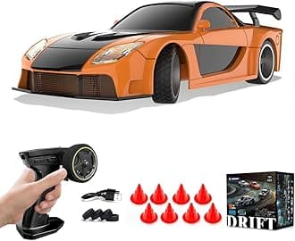 1/43 Scale Mini Drift Cars, Electric Full Proportional 2.4G Remote Control Racing Drift Car Model with Lights Kit, 15KM/H High Speed Vehicle Gift for Adults