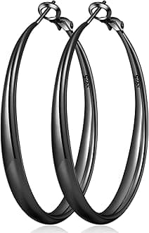 PABBEU S925 SterlingSilver Hoop Earrings Hypoallergenic Silver Hoop Earrings for Women Lightweight Large Sterling Silver Hoops Earring 30/50/70mm