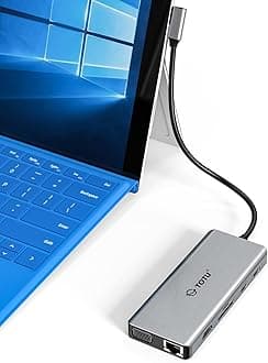 Docking Station, USB C Hub, 12 in 1 Surface Pro Docking Station with 4K HDMI, Ethernet, VGA, 92W PD, USB-C 3.0 and 2 USB 3.0 for MacBook Pro Air and Type-C Laptops with Thunderbolt 3 or 4