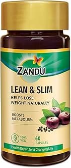 Zandu Lean & Slim | Enriched with the Goodness of 6 Herbs to Help You in Weight Loss Journey | Acts as a Metabolism Booster & Supports Weight Management, (60 Caps)