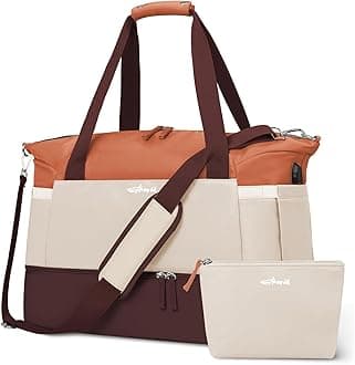 ETRONIK Gym Bag for Women, Personal Item Travel Bag with Shoes Compartment, Weekender Overnight Duffel Bag with Wet Pocket & USB Charging Port, Carry On Bag for Women, Travel, Gym, Weekend