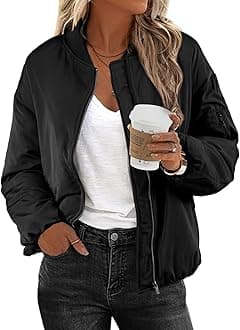 EVALESS Puffer Jacket for Women Oversized Bomber Jackets Winter Coats for Womens Fashion 2024 Business Casual Outfits Fall Clothes Long Sleeve Zip Up Black Down Jacket for Women with Pockets, Large