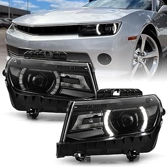 KEEKPO - For 2014-2015 Chevy Camaro Car Halogen Upgrade [HID Style] LED Tube Style Projector Headlights Light Headlamps Left+Right