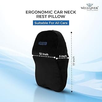 Car Neck Rest Pillow Experience Ultimate Comfort With Ultrasoft Cushioning, Superior Neck Support Pain Relief Memory Foam Head Rest With Washable Velvet Cover Black Pack Of 1, Large