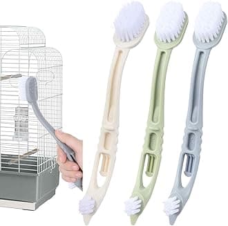 4 Pcs Bird Cage Cleaner with Two Brush Plastic Heads Long Handle Tool for Cleaning Bird Cages ssential Bird Cage Accessory