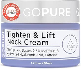 goPure Tighten & Lift Neck & Chest Moisturizer Cream for Visibly Firming, Tightening and Lifting Wrinkles & Crepey Skin, 1.7oz