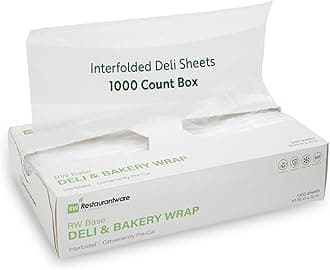 RW Base 10.75 x 10 Inch Plastic Deli Sheets, 1000 Interfolded Butcher Plastic Wraps - Pre-Cut, Disposable, Clear Plastic Sandwich Wrap Sheets, Microwavable, Freezable -