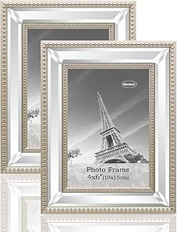 Meetart 4x6 2 Pack Mirror Photo Frames Sets for Wall Pictures Decor or Table Stand