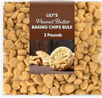 Lilys Peanut Butter Baking Chips Bulk 2 Pounds - Gluten Free, Low Carb Baked Chips - Creamy & Smooth, No Sugar Added, Made with Stevia - Perfect for Baking Cookies & Desserts