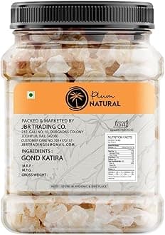 Plum Natural Gond Katira Pure (Edible Gum) | Tragacanth Gum | High Cooling Properties Herbal Food | Super Food | Almond Gum Badam Pisin (100gm)