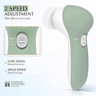 Facial Cleansing Brush Face Scrubber: Electric Exfoliating Spin Cleanser Device Waterproof Deep Cleaning Exfoliation Rotating Spa Machine - Electronic Acne Skin Washer Spinning Cleaner System Set