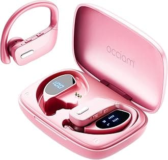 occiam Wireless Earbuds Bluetooth Headphones 48H Play Back Earphones in Ear Waterproof with Microphone LED Display for Sports Running Workout Pink