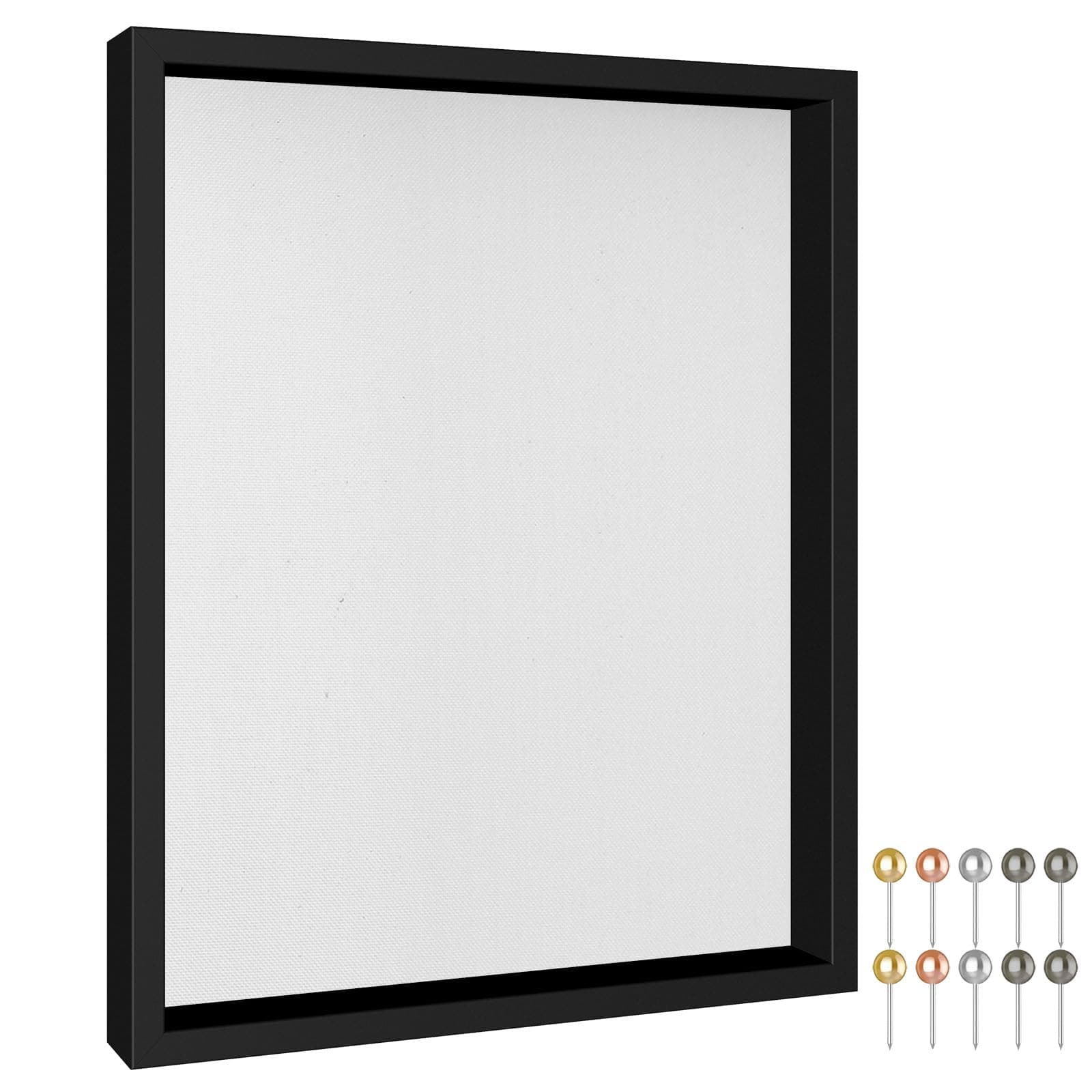12x16 Large Shadow Box Frame with Soft Linen Back - Metal Push Pins Included, Memory Shadow Box Display Case for Bouquet Awards Medals Wedding Photos and More, Black