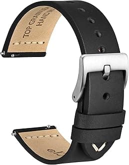 WOCCIAntique Watch Strap, Top Grain Leather, French Wax Thread, Quick Release, Stainless Steel Buckle, Replacement Straps for Men, Band Width 17 mm, 18 mm, 19 mm, 20 mm, 21 mm, 22 mm, 24 mm