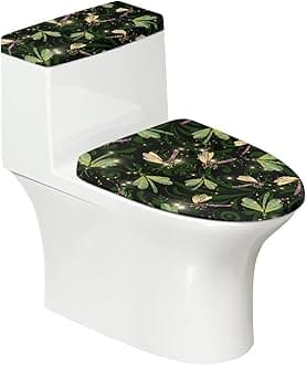 Dragonfly & Firefly Bathroom Toilet Lid Seat Cover & Toilet Tank Lid Cover Machine Washable Fits Most Standard Toilet 17 × 21 Inch Home Decor
