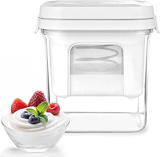 Greek Yogurt Strainer, 1200ml Greek Yogurt Maker with Ultra Fine Mesh Basket Pressure Spring 2024 Upgraded Strainer, BPA Free Greek Yogurt Strainer for Homemade Thick Greek Yogurt-Large