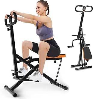 Deep Squat Machine for Women Home, Squat Ride / Rowing Machine with Adjustable Resistance, Foldable Exercise Equipment, Glute & Leg Cardio Workout Machine