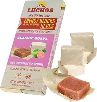 LUCHOS Energy Blocks - Classic Guava 400 g | Colombian On-the-Go Sports Nutrition for Running, Cycling & Hiking | A Natural Alternative to Bars & Gels | 10 Vegan, Gluten Free & Easy to Digest Portions